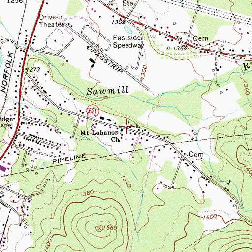 Topographic Map of Mount Lebanon Church, VA