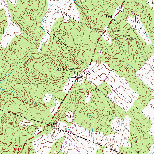 Topographic Map of Mount Lebanon Church, VA