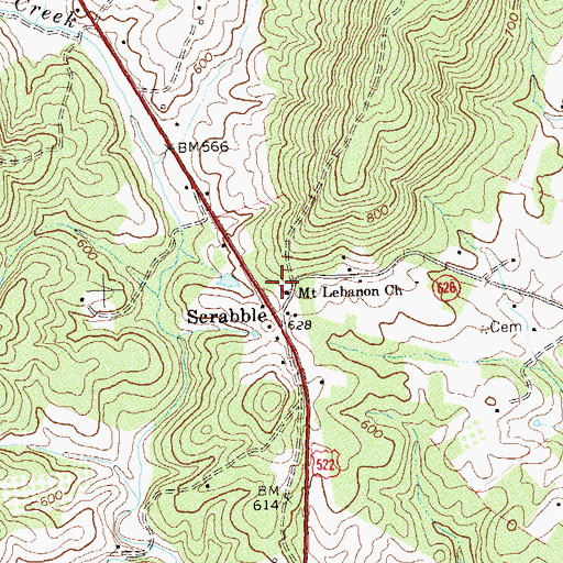 Topographic Map of Mount Lebanon Church, VA