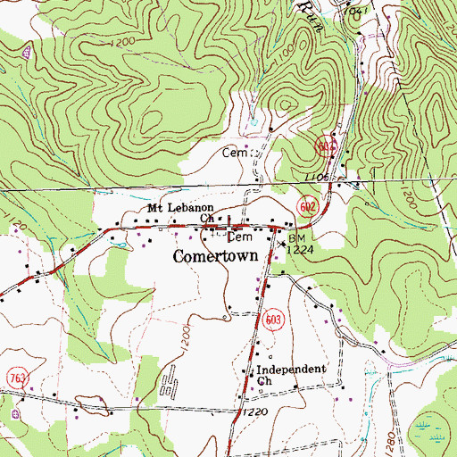 Topographic Map of Mount Lebanon Church, VA