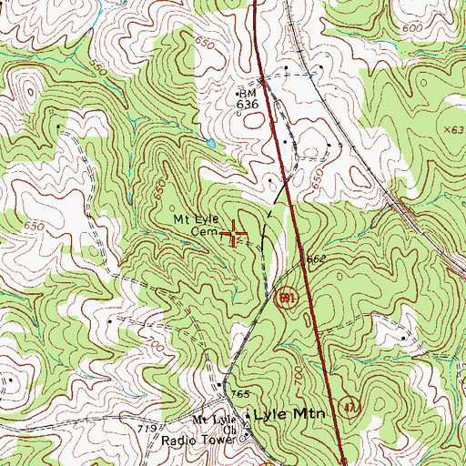 Topographic Map of Mount Lyle Cemetery, VA