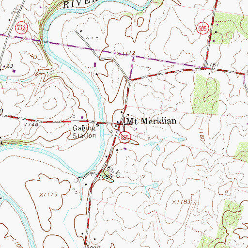 Topographic Map of Mount Meridian, VA