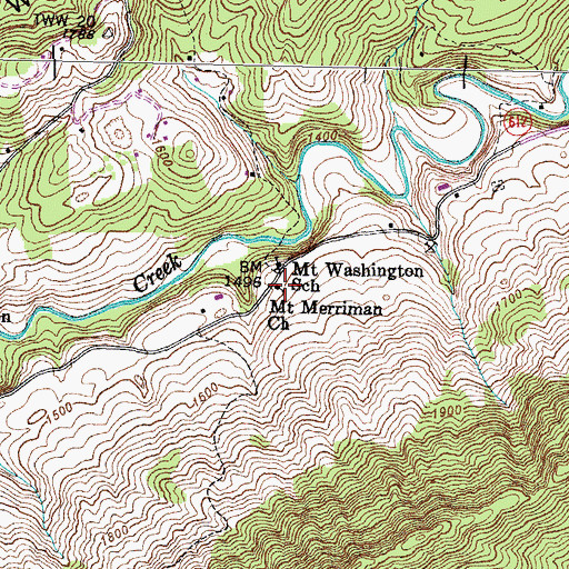 Topographic Map of Mount Merriman Church, VA