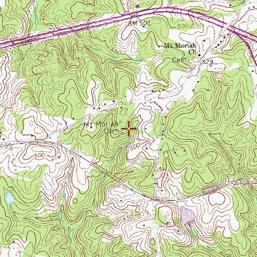 Topographic Map of Mount Moriah Cemetery, VA
