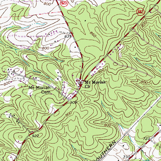 Topographic Map of Mount Moriah Church, VA