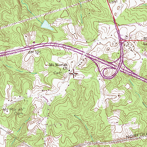 Topographic Map of Mount Moriah Church, VA