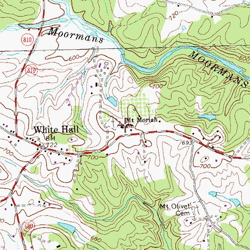 Topographic Map of Mount Moriah Church, VA