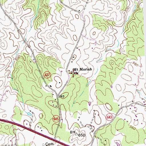 Topographic Map of Mount Moriah Church, VA
