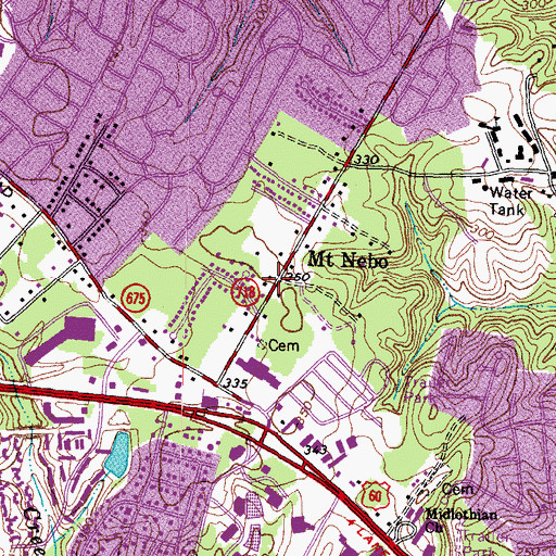 Topographic Map of Mount Nebo, VA