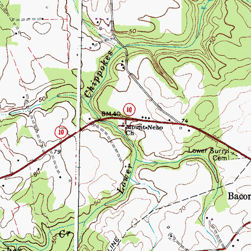 Topographic Map of Mount Nebo Church, VA
