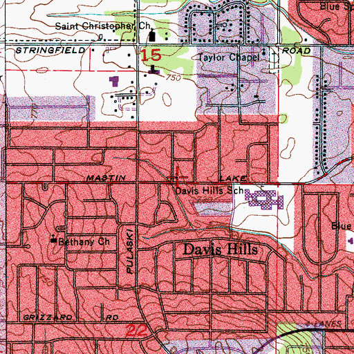 Topographic Map of Mastin Lake Church of the Nazarene, AL