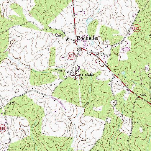 Topographic Map of Mount Nebo Lutheran Church, VA
