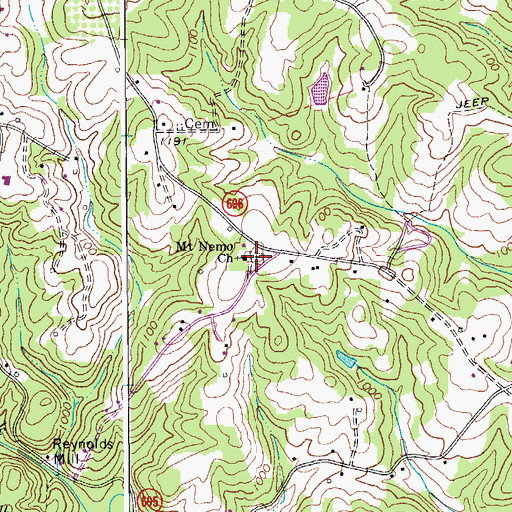 Topographic Map of Mount Nemo Church, VA