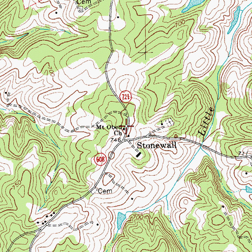 Topographic Map of Mount Obed Church, VA