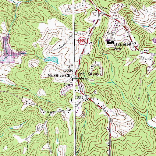 Topographic Map of Mount Olive Cemetery, VA