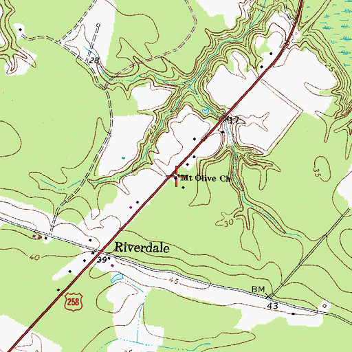 Topographic Map of Mount Olive Church, VA
