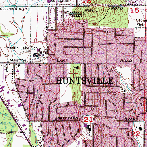Topographic Map of Mastin Lake Park, AL