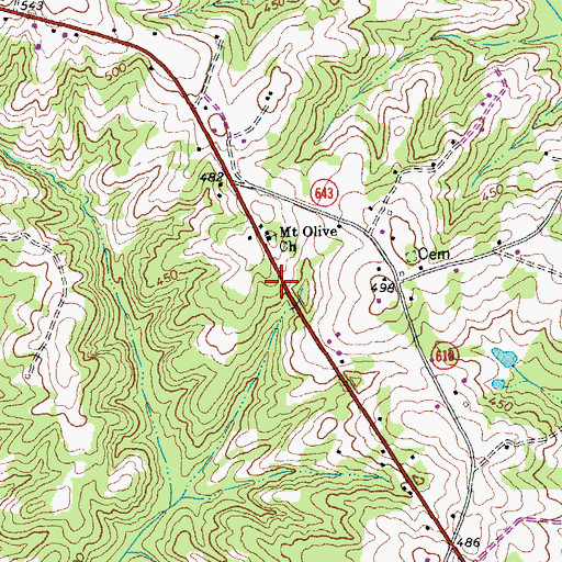 Topographic Map of Mount Olive Church, VA