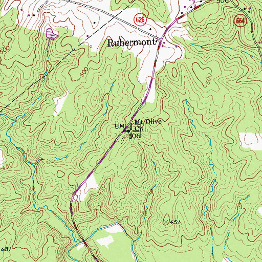 Topographic Map of Mount Olive Church, VA