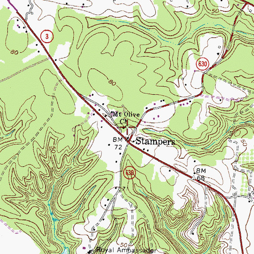 Topographic Map of Mount Olive Church, VA