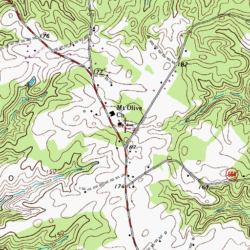 Topographic Map of Mount Olive Church, VA
