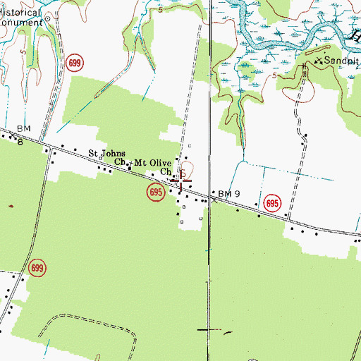 Topographic Map of Mount Olive Church, VA