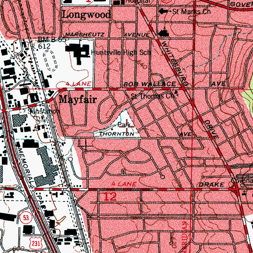 Topographic Map of Mayfair Park, AL