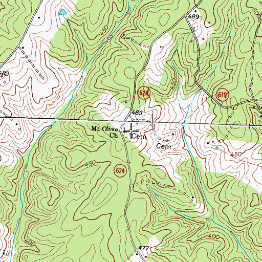 Topographic Map of Mount Olive Church, VA