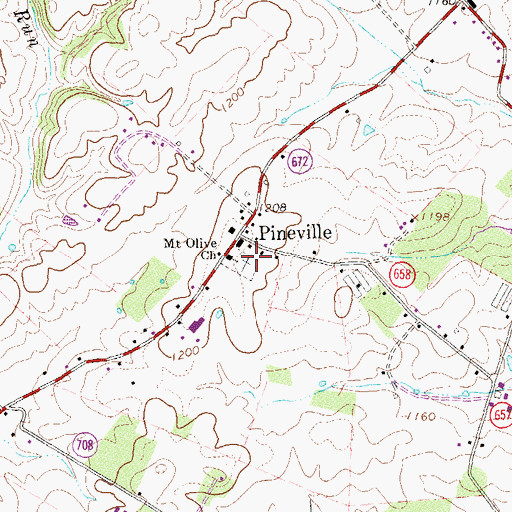 Topographic Map of Mount Olive Church, VA