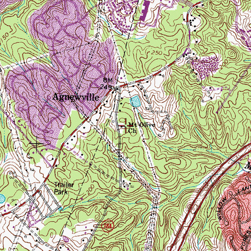 Topographic Map of Mount Olive Church, VA