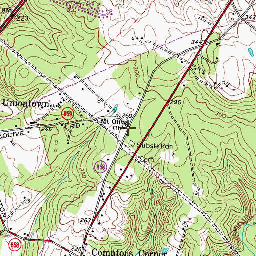 Topographic Map of Mount Olive Church, VA