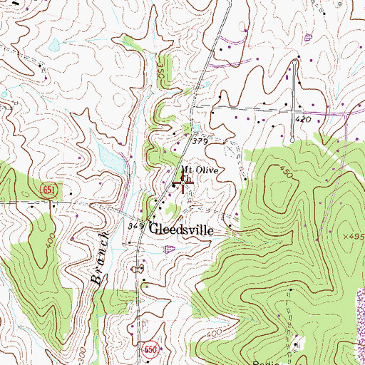 Topographic Map of Mount Olive Church, VA