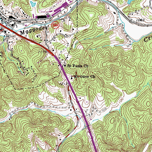 Topographic Map of Mount Olive School, VA