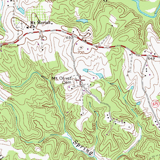 Topographic Map of Mount Olivet Cemetery, VA