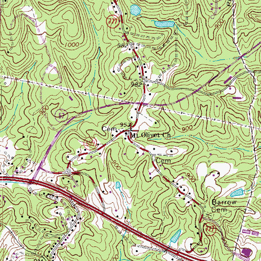 Topographic Map of Mount Olivet Church, VA