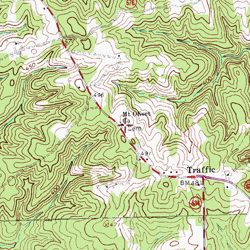 Topographic Map of Mount Olivet Church, VA
