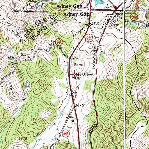 Topographic Map of Mount Olivet Church, VA