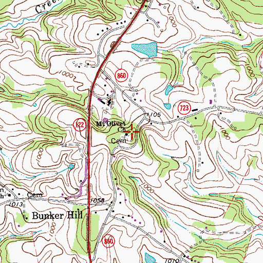 Topographic Map of Mount Olivet Church, VA