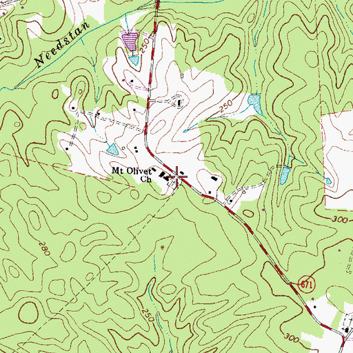Topographic Map of Mount Olivet Church, VA