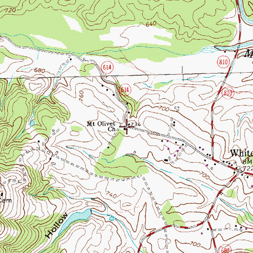 Topographic Map of Mount Olivet Church, VA