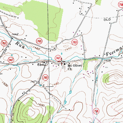 Topographic Map of Mount Olivet Church, VA