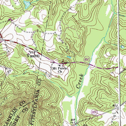 Topographic Map of Mount Parris Church, VA