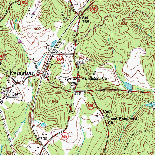 Topographic Map of Mount Pisgah Church, VA