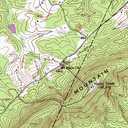 Topographic Map of Mount Plain Church, VA