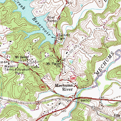 Topographic Map of Mount Plains Church, VA