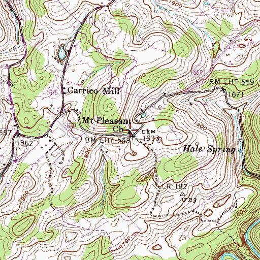 Topographic Map of Mount Pleasant Church, VA