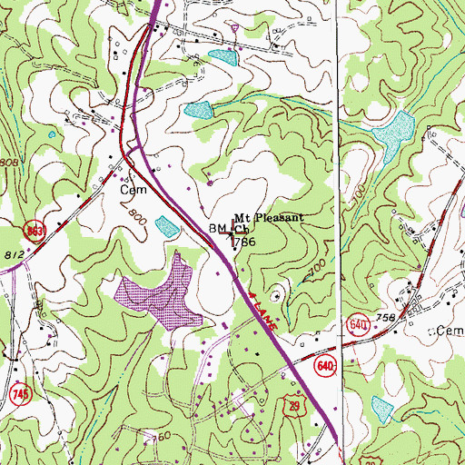 Topographic Map of Mount Pleasant Church, VA