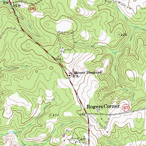 Topographic Map of Mount Pleasant Church, VA