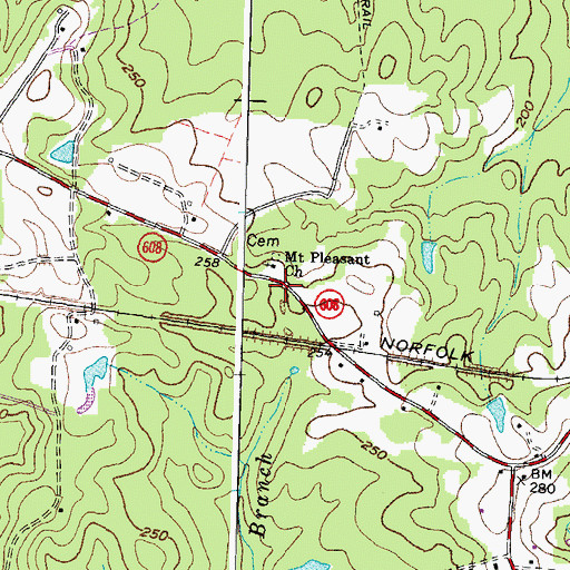Topographic Map of Mount Pleasant Church, VA