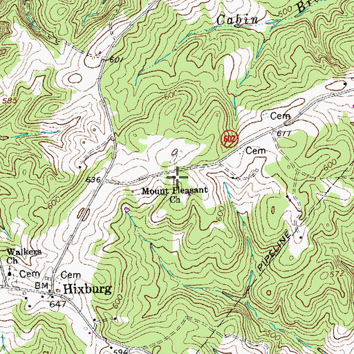 Topographic Map of Mount Pleasant Church, VA